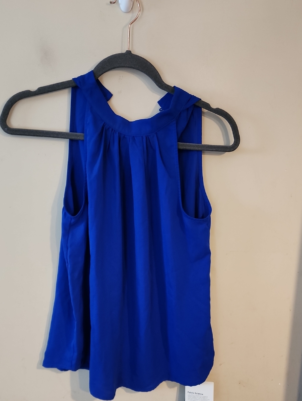HALARA Royal Blue Pleated Mock Neck Sleeveless Top